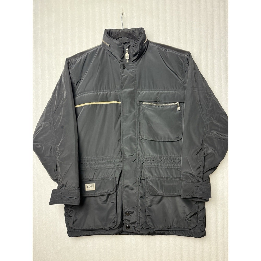 UEC Hugo Boss Men's Medium Black Zip Field Utility Designer Jacket Nylon